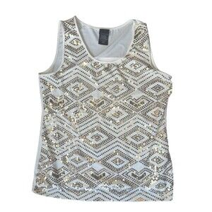 COVINGTON  Sequin Front Sleeveless‎ Blouse Tank Top Size Medium
